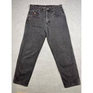 Wrangler Twenty X Jeans Mens 32 Black Tapered Made USA Denim Logo Western